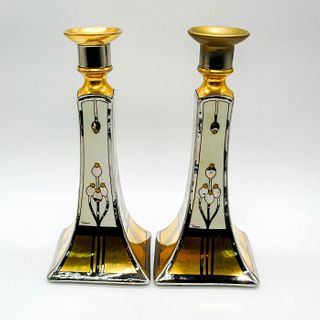 Pair of R. Delinieres and Pickard Limoges Gilt Candlesticks
