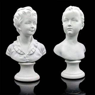 Pair of Limoges Porcelain Busts Louise & Alexandre Brongniart