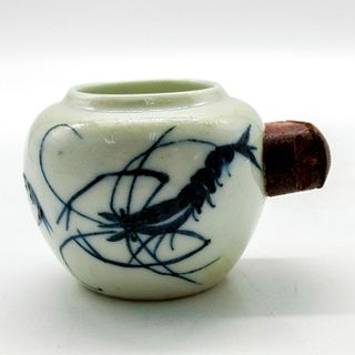 Antique Chinese Blue & White Porcelain Bird Feeder