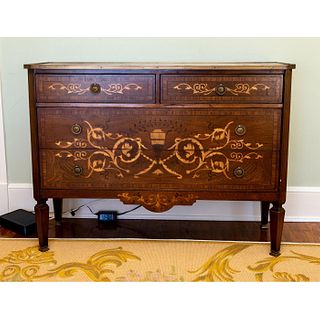 Antique Italian Style Inlaid Commode
