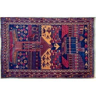 Middle Eastern Military Motif Handwoven Rug