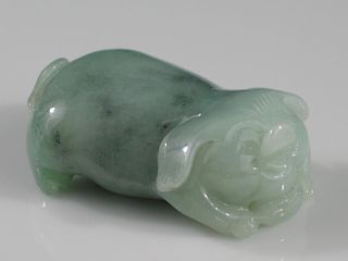 Chinese Jadeite Carving of A Pig 中国翡翠玉猪