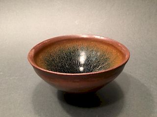 ANTIQUE Chinese SONG 'Hare's Fur' Stone Ware Bowl, SONG Dynasty 中国古代兔毫盏，宋代