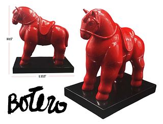 Red Trojan Horse, A Limited Edition F. Botero Bronze Sculpture, Hallmarked & Numbered