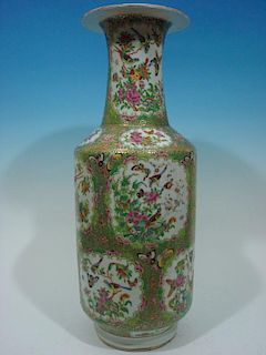ANTIQUE Large Chinese Rose Medallion Vase, 24" H, 19th C 中国古代月季纹饰大花瓶，高24英寸，19世纪