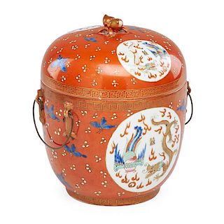 CHINESE PORCELAIN COVERED URN