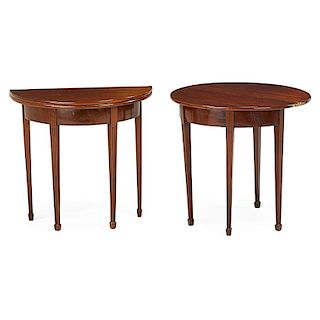 PAIR OF GEORGE III STYLE MAHOGANY GAMES TABLES