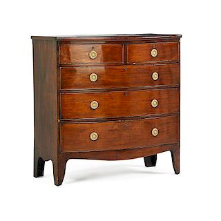GEORGE III MAGHOGANY BOWFRONT CHEST OF DRAWERS