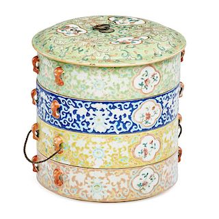 CHINESE PORCELAIN TIERED FOOD CONTAINERS
