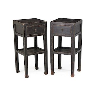 PAIR OF CHINESE BLACK LACQUER SIDE TABLES