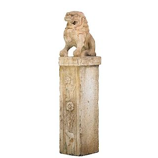 CHINESE CARVED STONE PILLAR