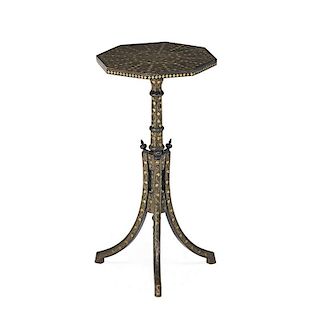 BRASS-INLAID SIDE TABLE