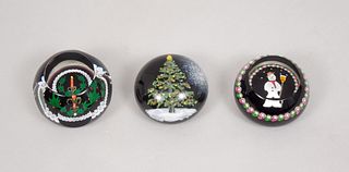 (3) Christmas Theme Paperweights.
