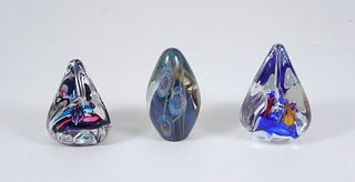 (3) Art Glass Paperweights.