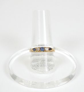 18K Yellow Gold, Sapphire & Diamond Ring.