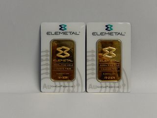 (2) Elemetal  1 Troy Ounce Gold Bars.