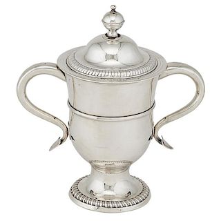 GEORGE II STYLE SILVER PLATE TROPHY CUP