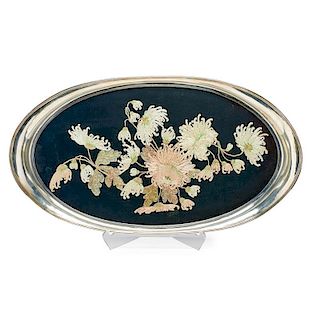 ENGLISH STERLING SILVER MOUNTED TRAY