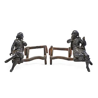 PAIR OF FIGURAL IRON ANDIRONS