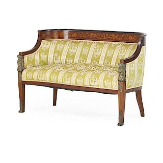 MARQUETRY INLAID MAHOGANY SETTEE