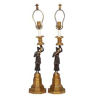 PAIR OF EMPIRE STYLE FIGURAL LAMPS
