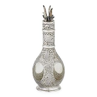 CHINESE EXPORT STERLING SILVER OVERLAY CRUET