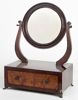 Mahogany shaving mirror, 19th c., 19'' x 13 3/4''.