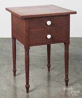 Pennsylvania Sheraton cherry two-drawer stand, early 19th c., 30'' h., 21 1/2'' w.