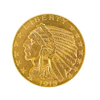 U.S. 1915 $5.00 INDIAN HEAD GOLD COIN