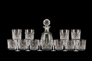 Waterford "Lismore" Crystal Glassware, 17 Pieces