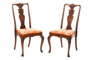 Pair, Queen Anne Style Side Chairs, 20th C.