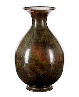 Large Contemporary Bronzed Metal Floor Vase