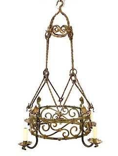 French Provincial Style Wrought Iron Chandelier