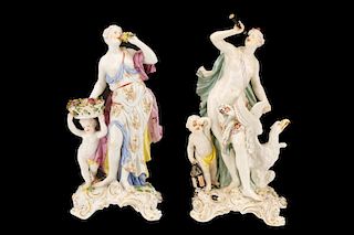 2 Meissen Style Figural Porcelain Groups