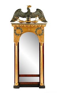 Unique Neoclassical Style Gilt & Polychrome Mirror