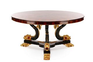 Mahogany Empire Style Dining Table with Dolphins