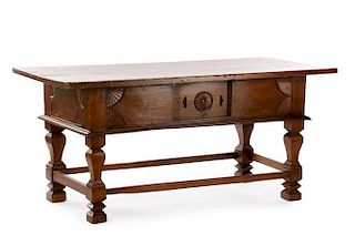 Carved English Baroque Style Oak Table