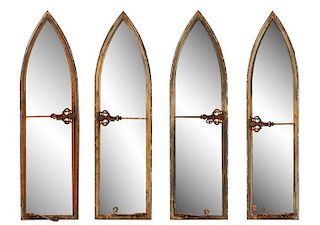Set of Four French Gothic Arch Window Mirrors
