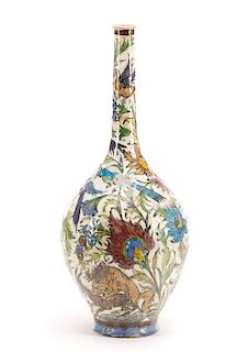 19th/20th C. Tin Glazed Persian Bottle Vase
