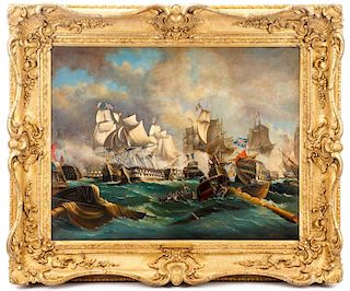 British School, "Battle of Trafalgar", Oil