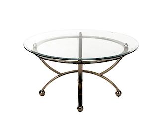 Small Modernist Chrome & Glass Coffee Table