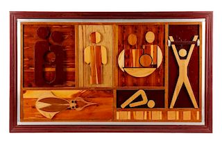 Carved Wood Relief Panel, "Untitled (Olympian)"
