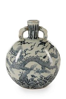Chinese Ming Dynasty Style Dragon Moon Flask