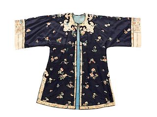 19th C. Chinese Embroidered Silk Ladies Hanfu Robe
