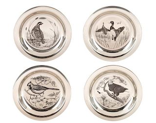 Set of 4 Franklin Mint Sterling Bird Plates