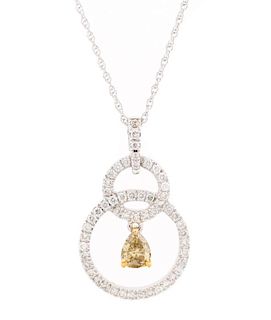 Ladies White Gold & Diamond Pendant Necklace