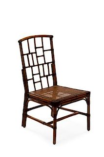 Chinese Chippendale Style Bamboo Fretwork Chair