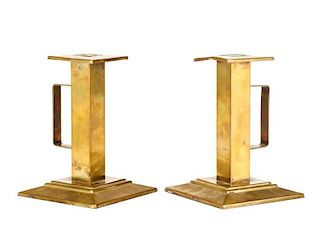 Pair of Arts & Crafts Brass Candlestick Holders