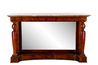 Mahogany and Marble Top Pier Console Table