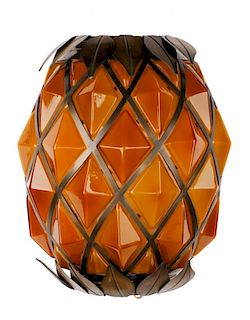 Palatial Pineapple Form Amber Glass Wall Sconce